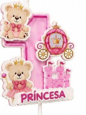 Pink Princess Bear Number 1 Cake Topper - Kids Toy
